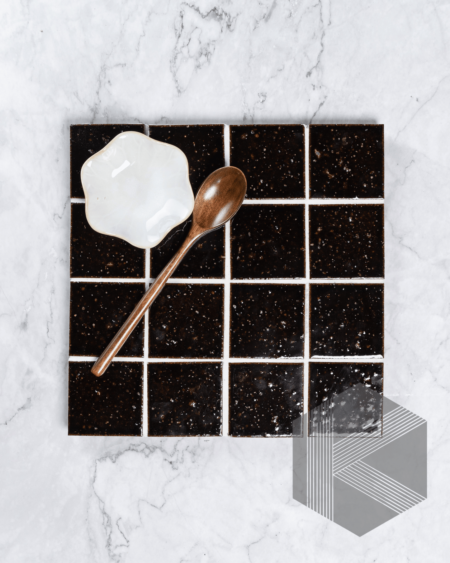 Hatsu Square Espresso Burgundy Japanese Hand Crafted Mosaics 72x72mm