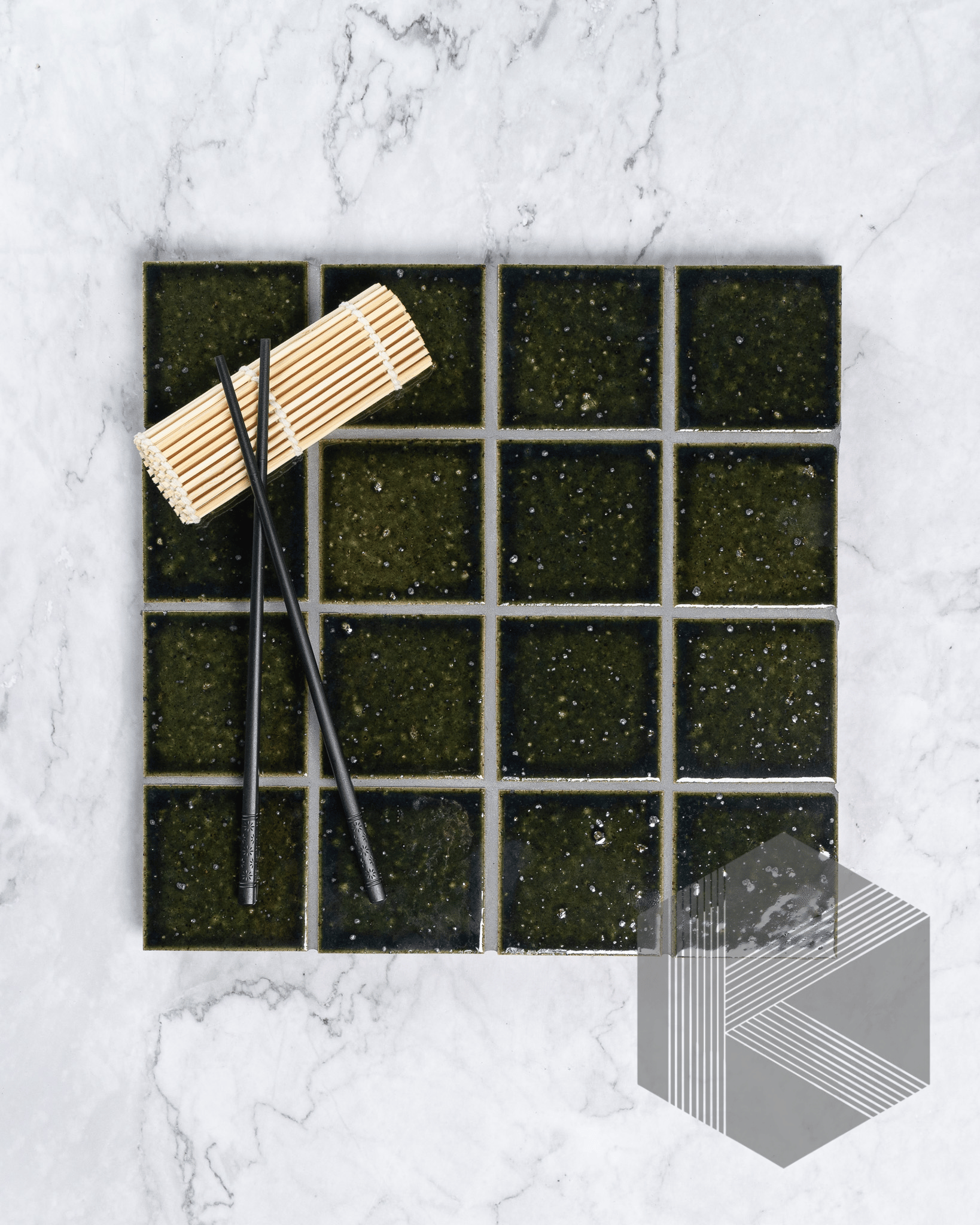 Kazoku Hatsu Square Oribe Green Japanese Hand Crafted
