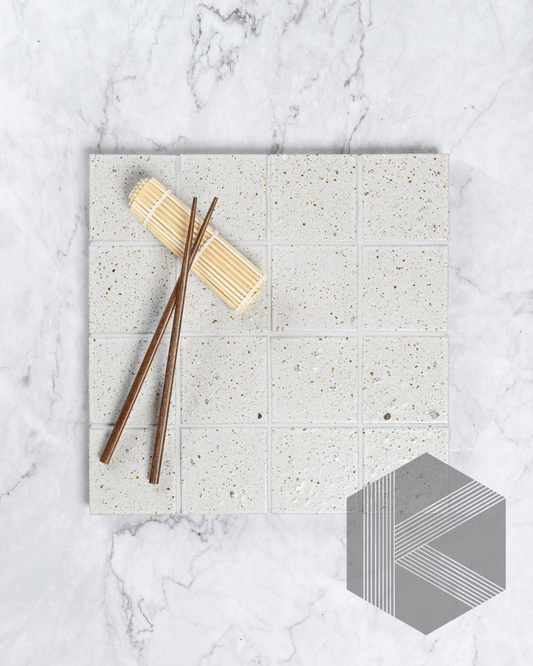 Hatsu Square White Japanese Hand Crafted Mosaics 72x72mm